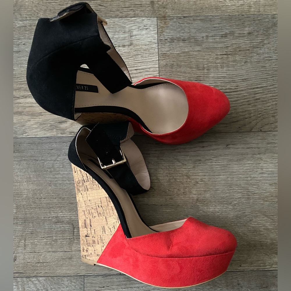 Forever21, Two-Toned, Red & Black Wedges